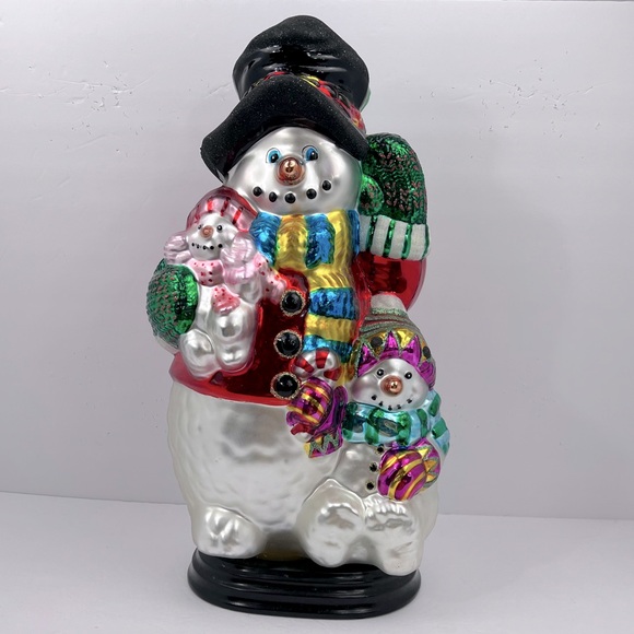 Traditions Accessories - VINTAGE HAND BLOW & HAND PAINTED GLASS FROSTY THE SNOWMAN & FAMILY, 18 HIGH XMAS